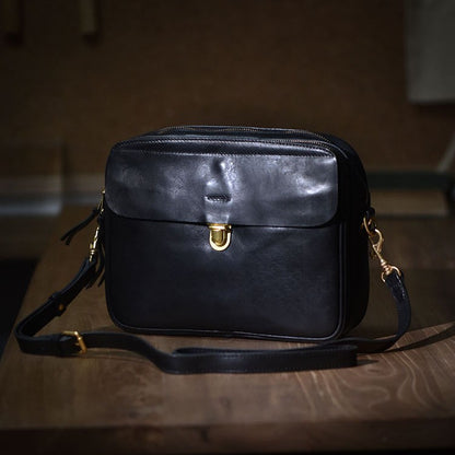 李記 | 原創手工真皮 | 美式復古の軟牛皮郵差包7738號