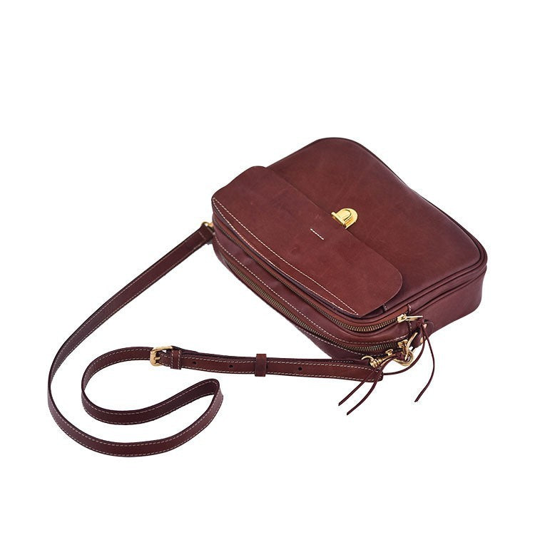 李記 | 原創手工真皮 | 美式復古の軟牛皮郵差包7738號