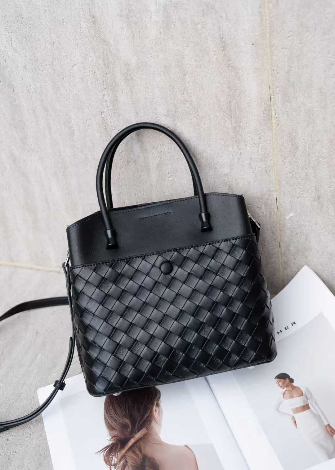 李記 | 原創手工真皮 | 手工編織が多隔層休閒包80110號