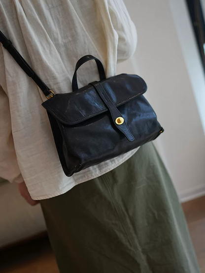 李記 | 原創手工真皮 | 軟糯皮質の鎖扣郵差包8050號