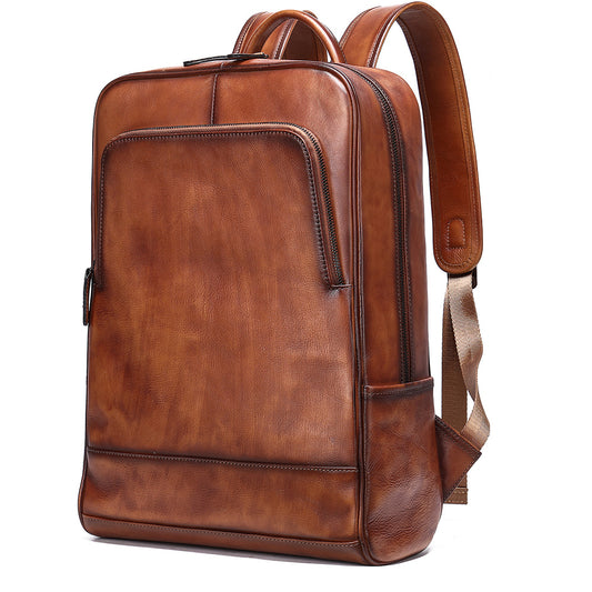 Li Ji | Original handmade leather | Color-rubbed tree paste leather first-layer cowhide backpack No. 8110 