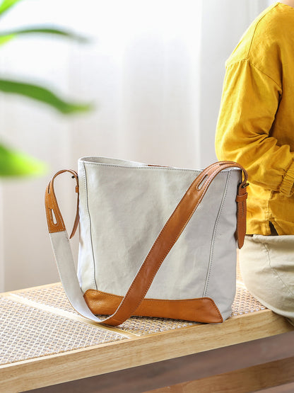 李記 | 原創手工真皮 | 日系復古い休閒帆布托特包82601號