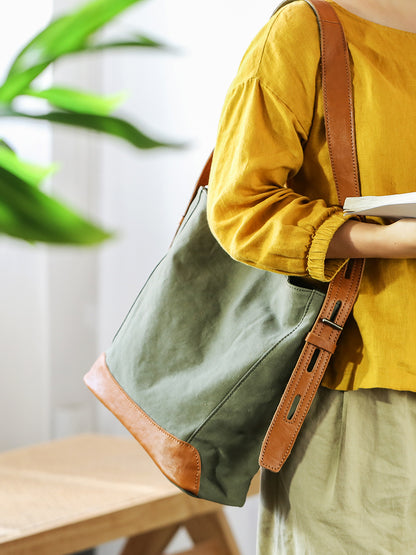 李記 | 原創手工真皮 | 日系復古い休閒帆布托特包82601號