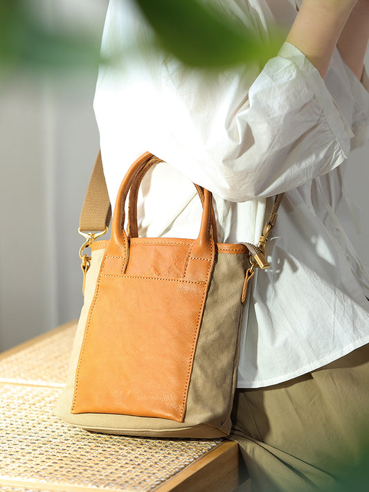 Li Ji | Original handmade genuine leather | Small fresh and small square canvas bag No. 83004 