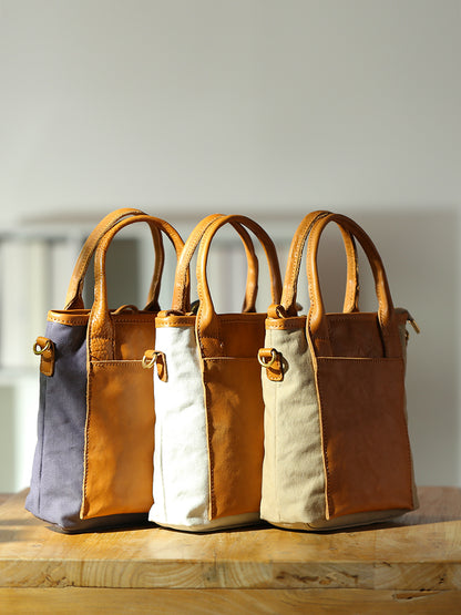 Li Ji | Original handmade genuine leather | Small fresh and small square canvas bag No. 83004 