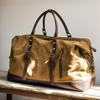 李記 | 原創手工真皮 | 超有型の防水蠟帆布健身差旅包831-2號