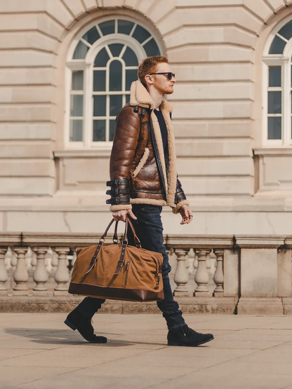 李記 | 原創手工真皮 | 超有型の防水蠟帆布健身差旅包831-2號