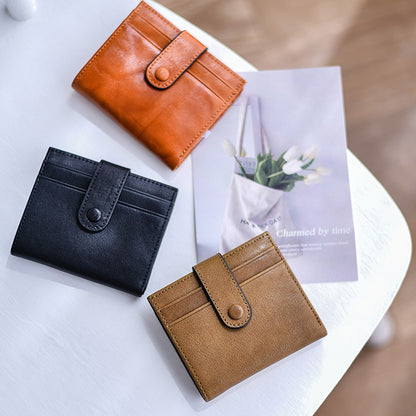 李記 | 原創手工真皮 | 復古精緻小巧の塔扣卡包8501號