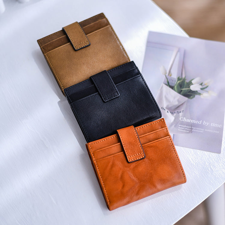 李記 | 原創手工真皮 | 復古精緻小巧の塔扣卡包8501號