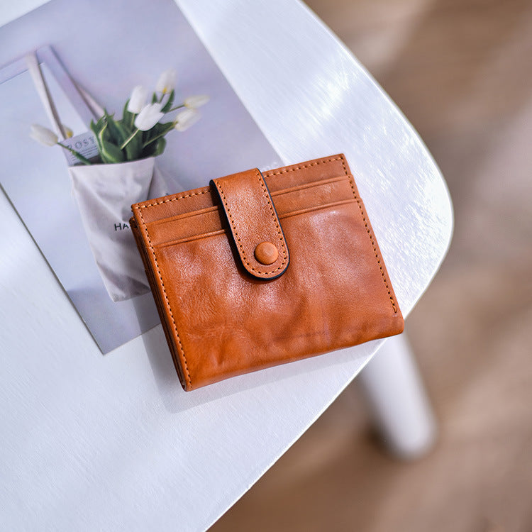 李記 | 原創手工真皮 | 復古精緻小巧の塔扣卡包8501號