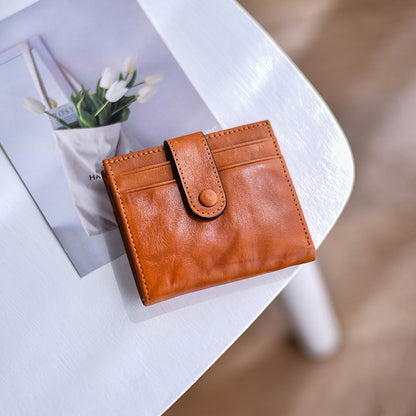 李記 | 原創手工真皮 | 復古精緻小巧の塔扣卡包8501號