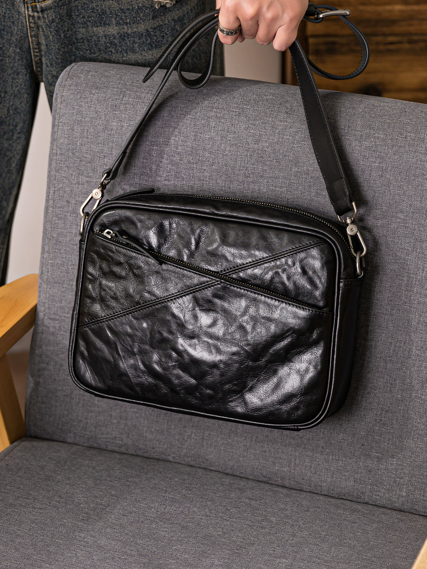 李記 | 原創手工真皮 |  小众高級感リ簡約斜唄包8553號