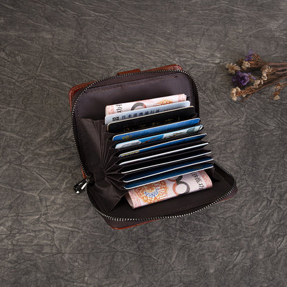 李記 | 原創手工真皮 | 頭層牛皮い多功能バ收納零錢包8805號