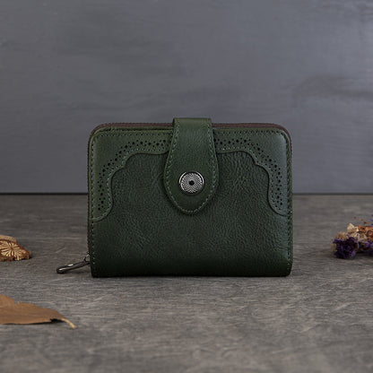 李記 | 原創手工真皮 | 頭層牛皮い多功能バ收納零錢包8805號