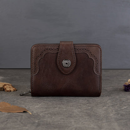 李記 | 原創手工真皮 | 頭層牛皮い多功能バ收納零錢包8805號