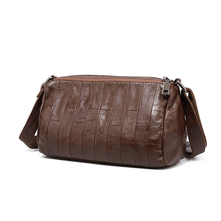 李記 | 原創手工真皮 | 雙層拉鍊い休閒斜唄包8940號