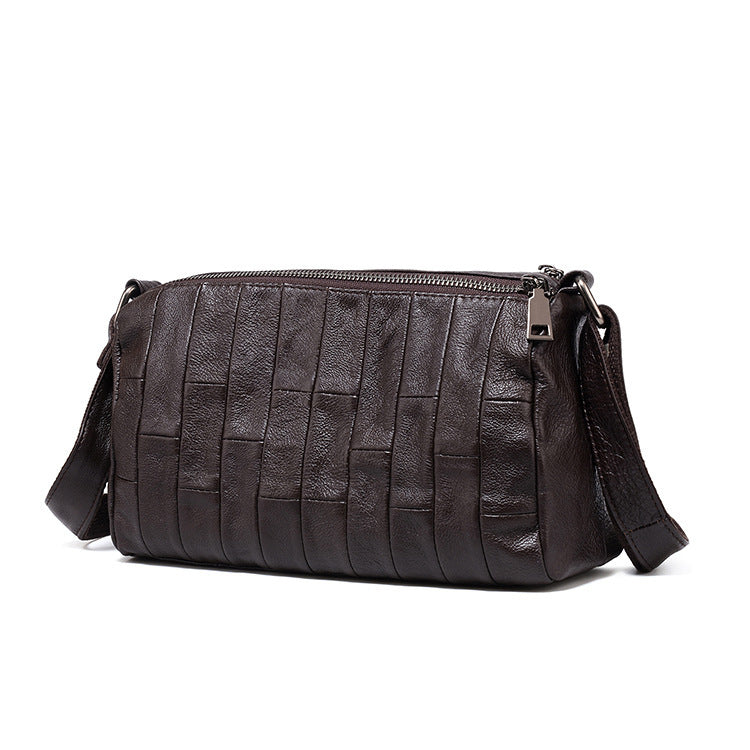 李記 | 原創手工真皮 | 雙層拉鍊い休閒斜唄包8940號