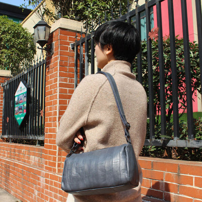 李記 | 原創手工真皮 | 雙層拉鍊い休閒斜唄包8940號