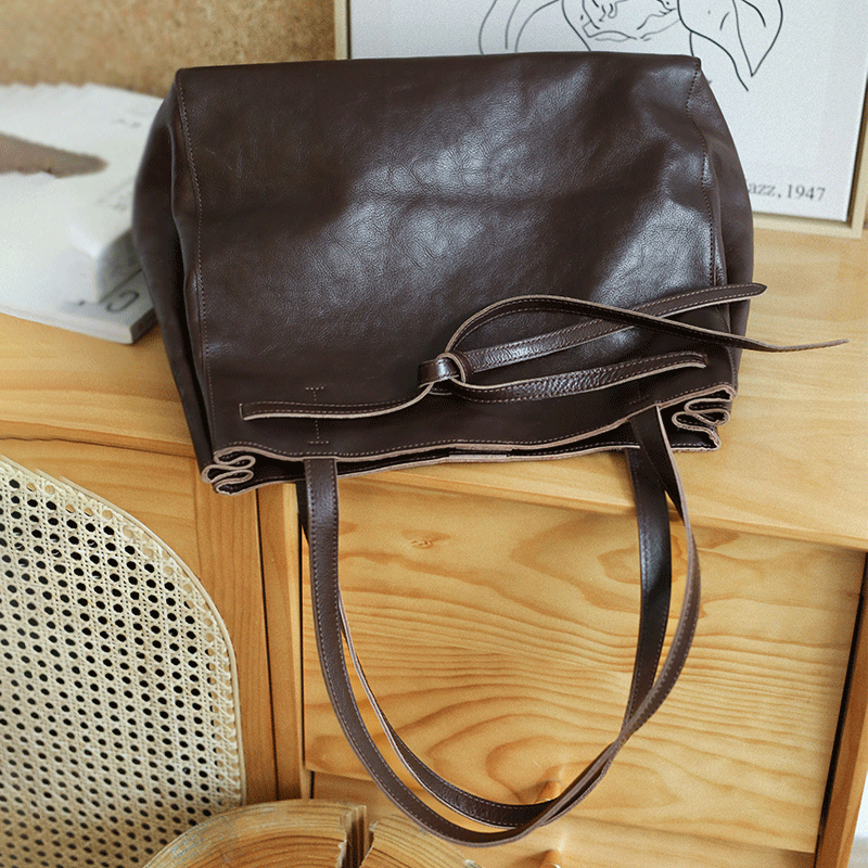 Li Ji | Original handmade genuine leather | Large-capacity tote bag No. 8943 
