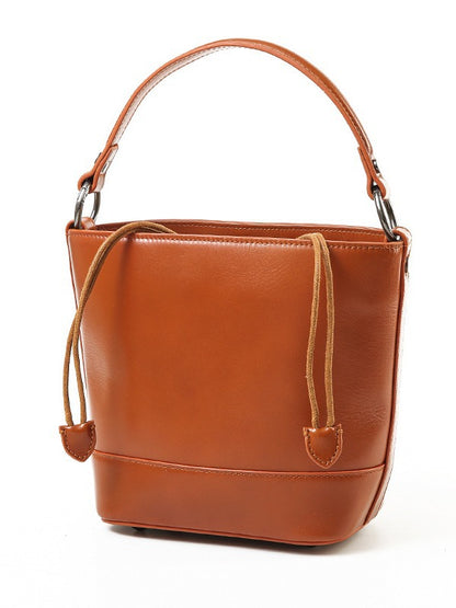 李記 | 原創手工真皮 | 天然で革グ日系い抽繩水桶包90233號