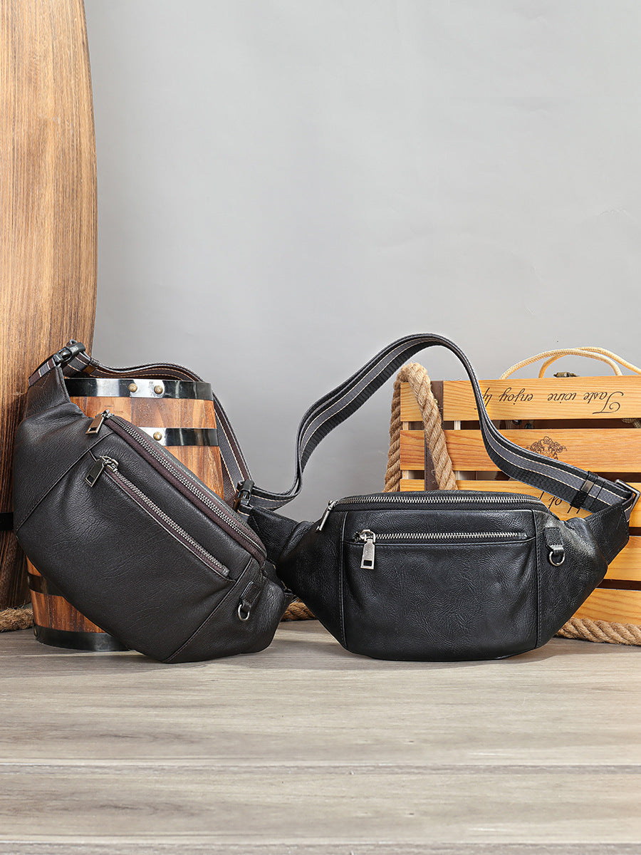 Li Ji | Original handmade leather | Casual and simple genuine leather - multi-functional waist bag No. 9153 