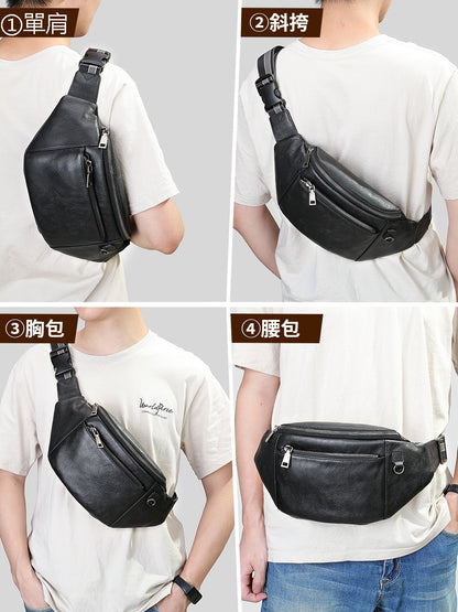 Li Ji | Original handmade leather | Casual and simple genuine leather - multi-functional waist bag No. 9153 