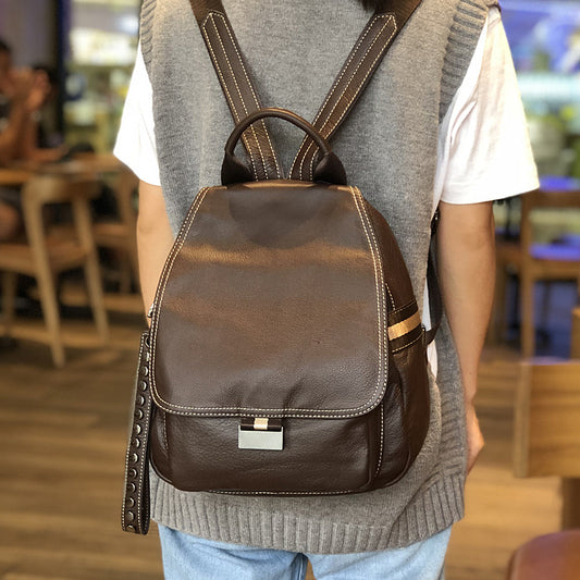 李記 | 原創手工真皮 | 多機能バッグ本革カ頭層牛革休閒の後背包9371號