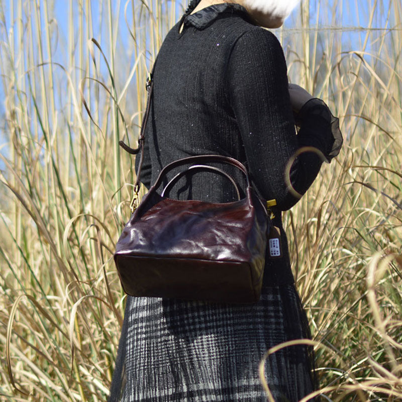 Li Ji | Original handmade genuine leather | Natural ヘッド layer cow leather handbag No. 96045 