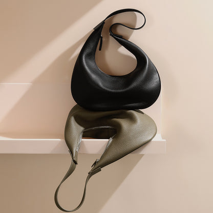 李記 | 原創手工真皮 | 簡約feel~荔枝紋い頭層腋下月牙包9737號