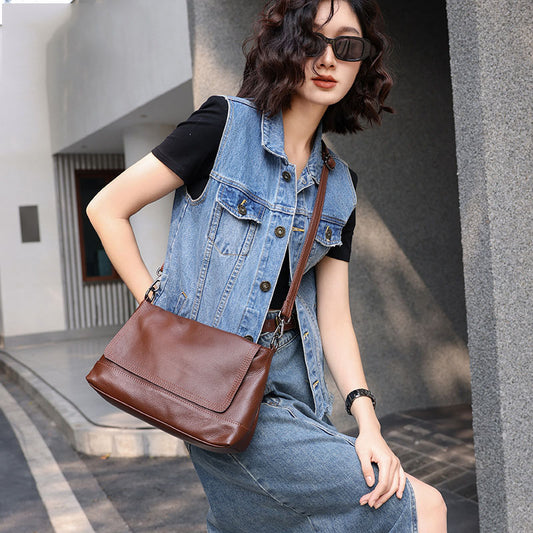 李記 | 原創手工真皮 | 軟い牛革が寬肩帶く郵便包90935號