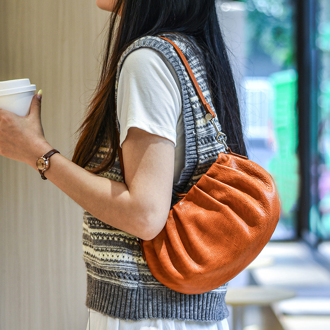 李記 | 原創手工真皮 | 雲朵褶皺の腋下包A066號