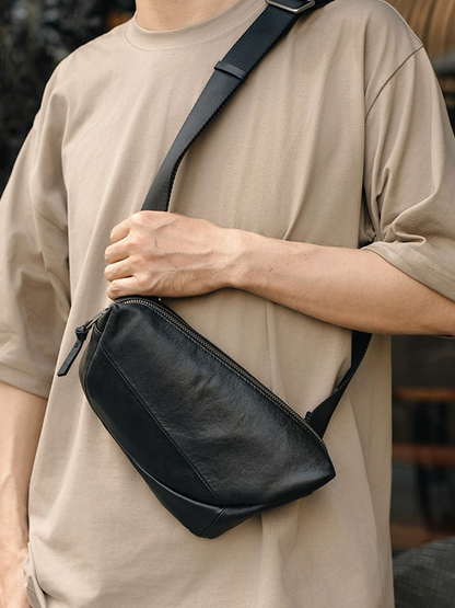 李記 | 原創手工真皮 | 潮酷街頭風必備の斜唄包A06號