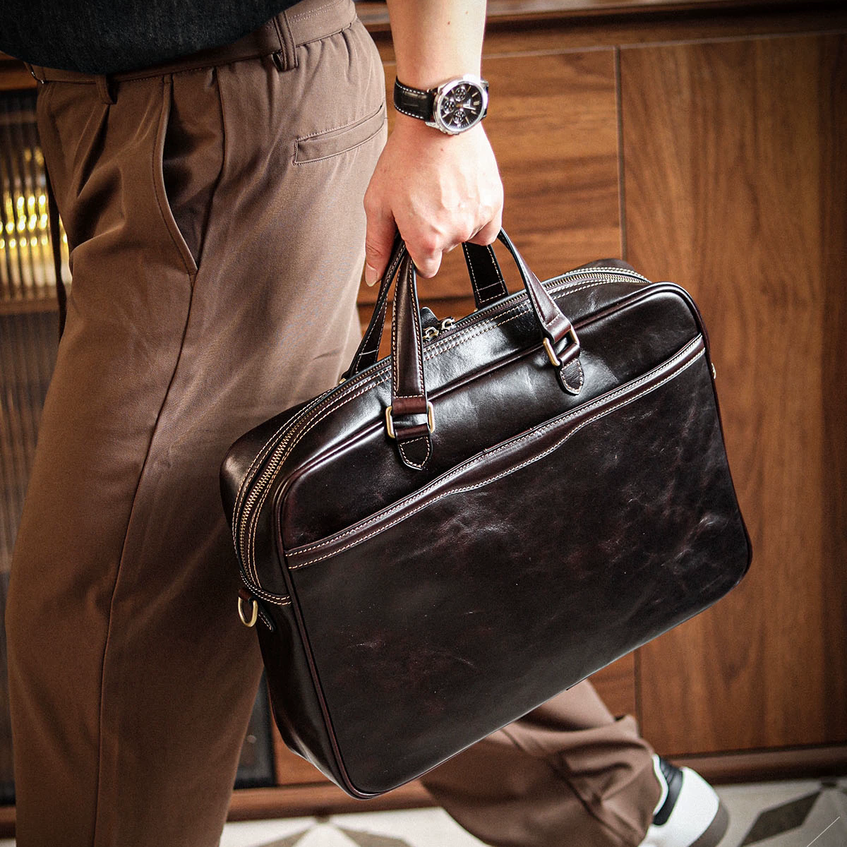 李記 | 原創手工真皮 | 都市【高智精英風】手提公事包A431號