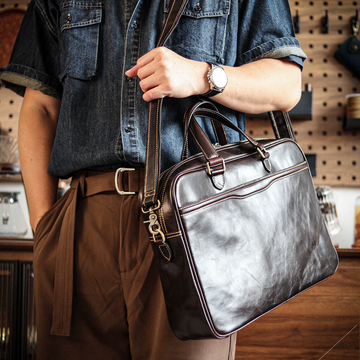 李記 | 原創手工真皮 | 都市【高智精英風】手提公事包A431號