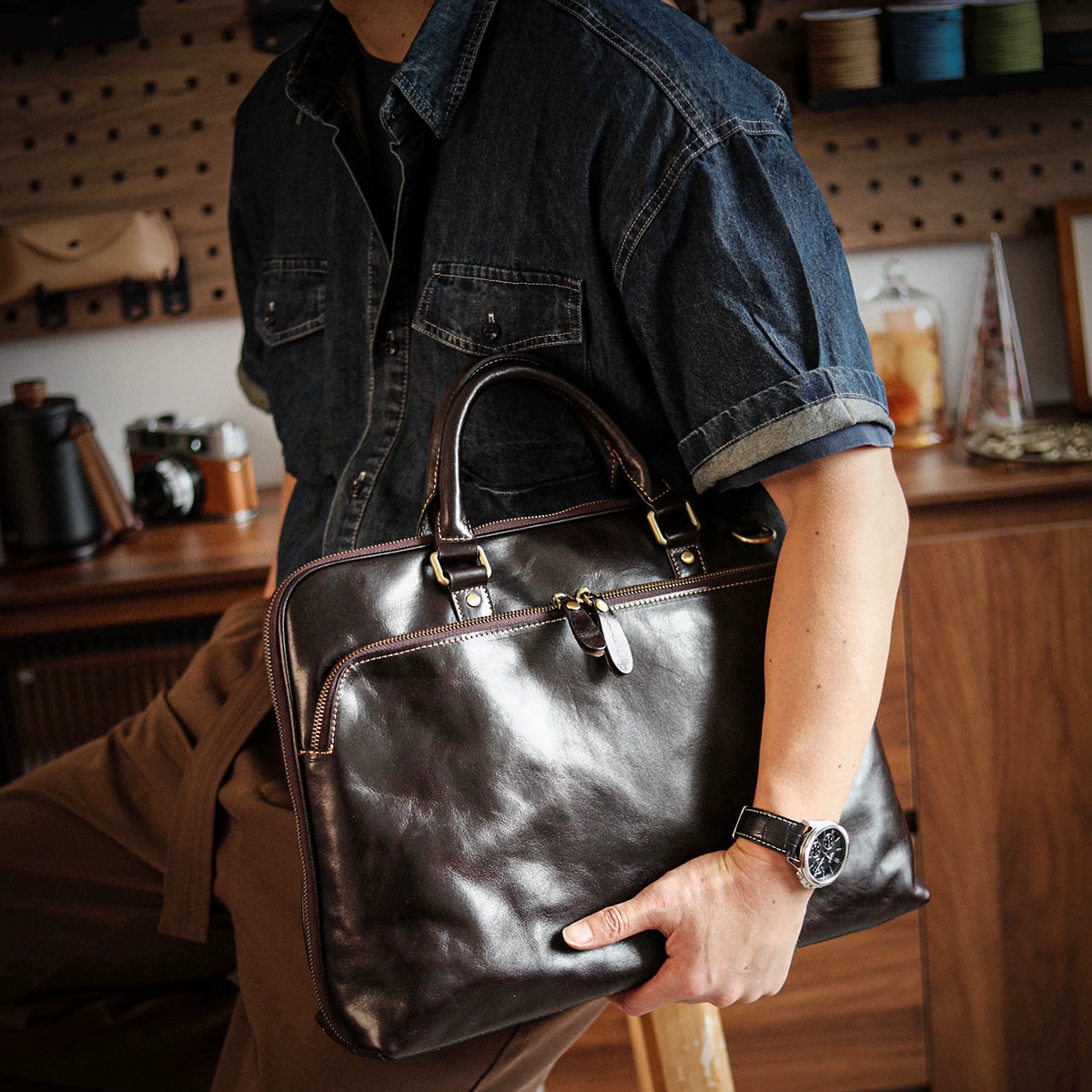 李記 | 原創手工真皮 | 都市穿梭者理想搭檔の手提公文包A432號