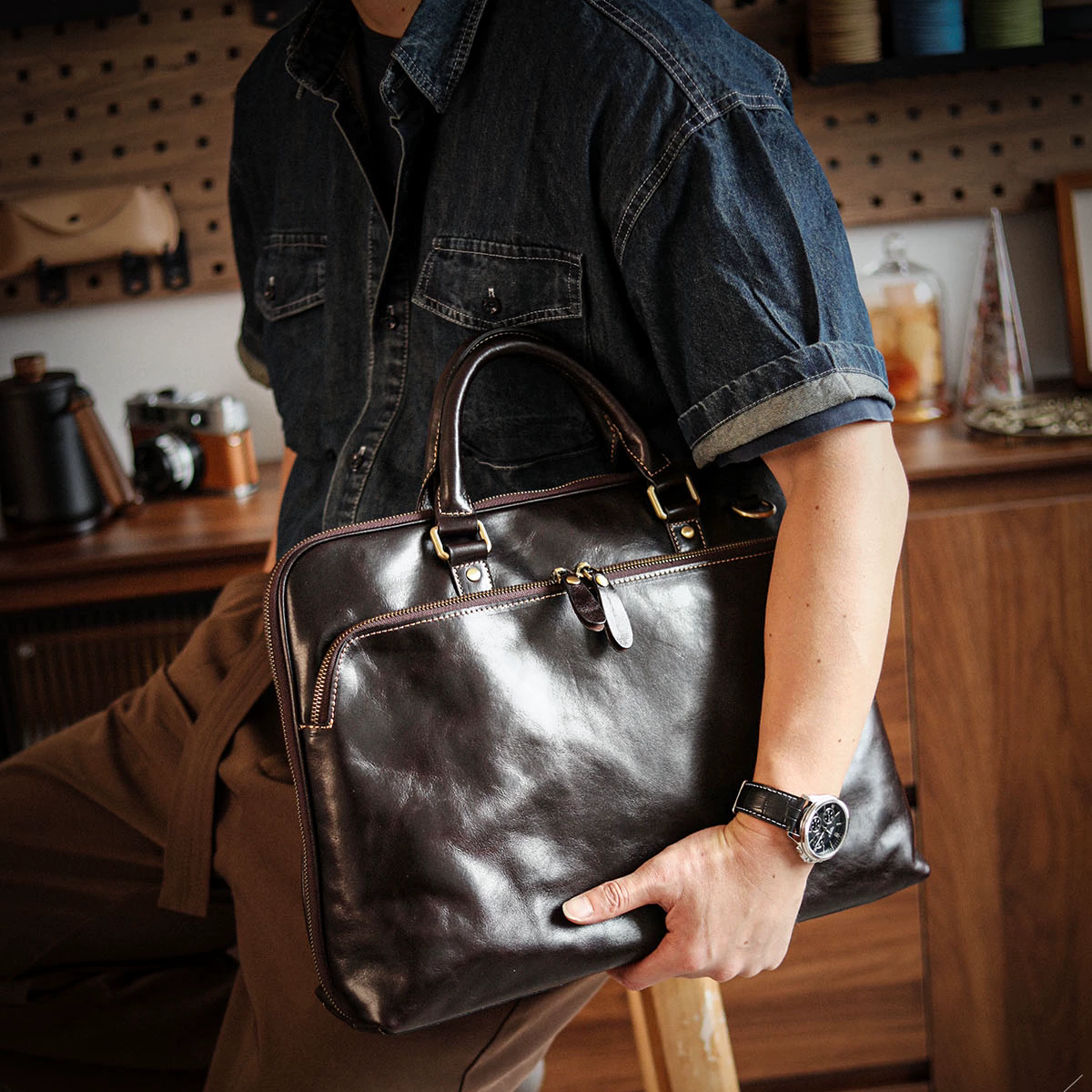 李記 | 原創手工真皮 | 都市穿梭者理想搭檔の手提公文包A432號