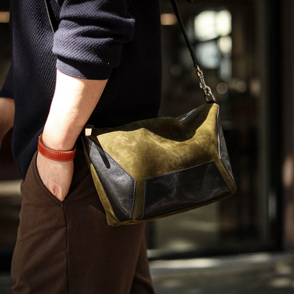 李記 | 原創手工真皮 | 高階色系搭配の撞色斜唄包A6863號