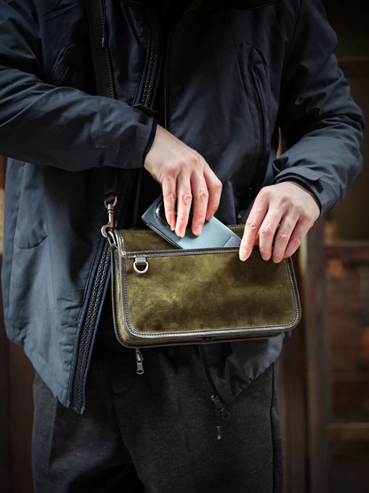 李記 | 原創手工真皮 | 告別廉價感の磨砂皮斜唄包A6864號