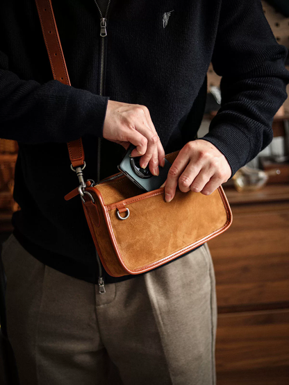 李記 | 原創手工真皮 | 告別廉價感の磨砂皮斜唄包A6864號