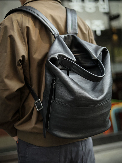 李記 | 原創手工真皮 | 自然慵懶設風の後背包A8235號