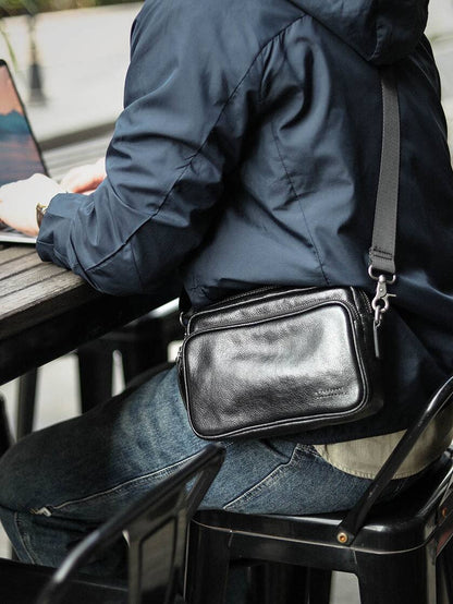 李記 | 原創手工真皮 | 方形橫款で拉鍊艙位管够の休閒包A8253號