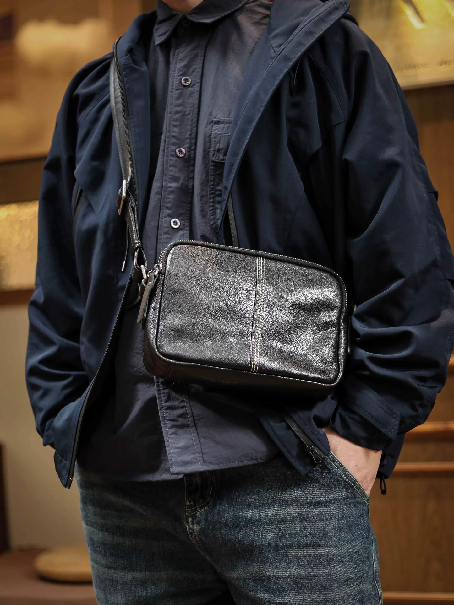 李記 | 原創手工真皮 | 背起來舒服又不失利落の斜唄包A8254號