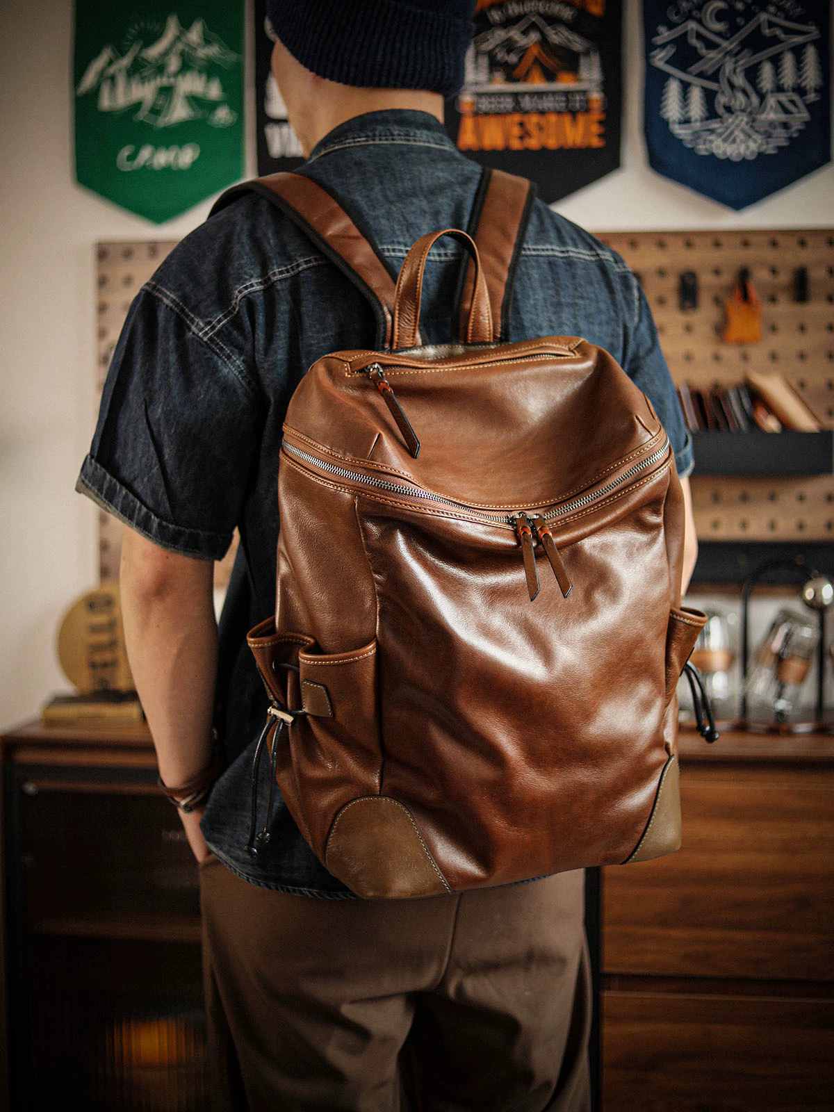 李記 | 原創手工真皮 | 【都市穿梭者】3代雙肩包A8295號