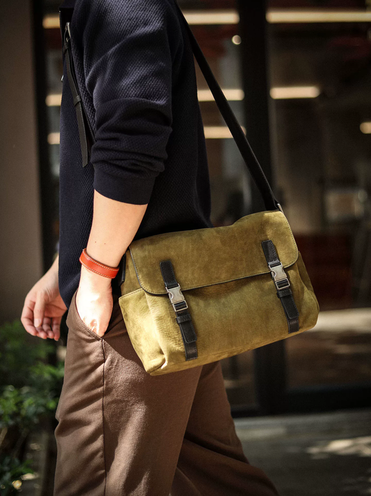 李記 | 原創手工真皮 | 終極質感！中古磨砂皮斜唄包A8324號