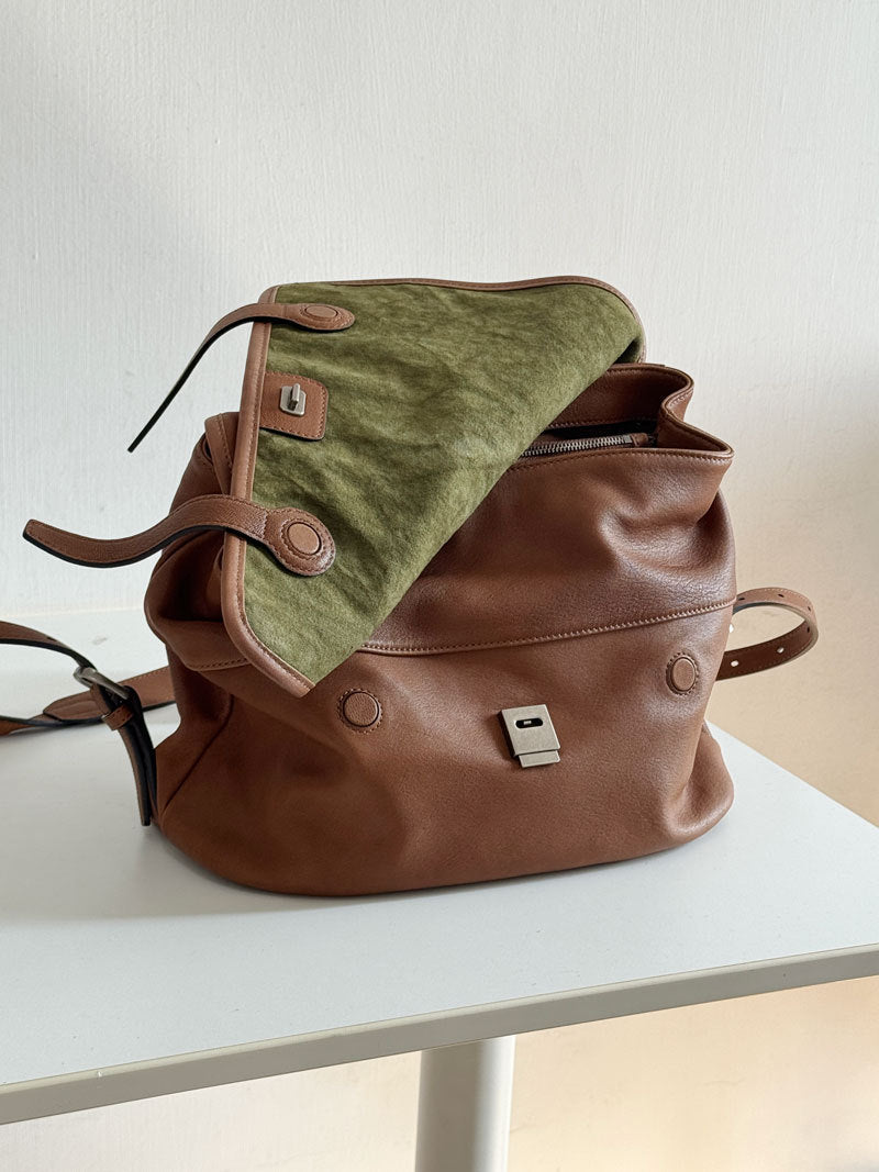 李記 | 原創手工真皮 | 皮料糯糯嘰嘰~慵懶鬆弛又能裝~後背包B251號