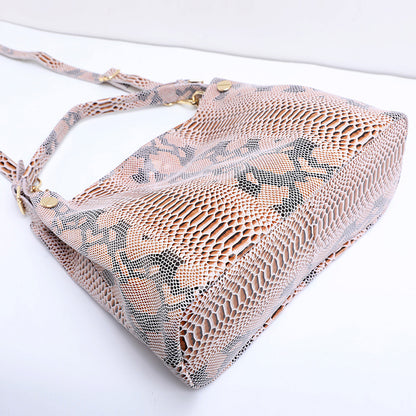 李記 | 原創手工真皮 | 歐美で蛇紋し百搭軟面の托特包B3255號