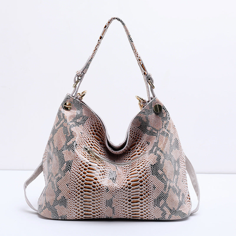 李記 | 原創手工真皮 | 歐美で蛇紋し百搭軟面の托特包B3255號