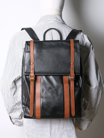 李記 | 原創手工真皮 | 英倫風格~復古皮質後背包B862號