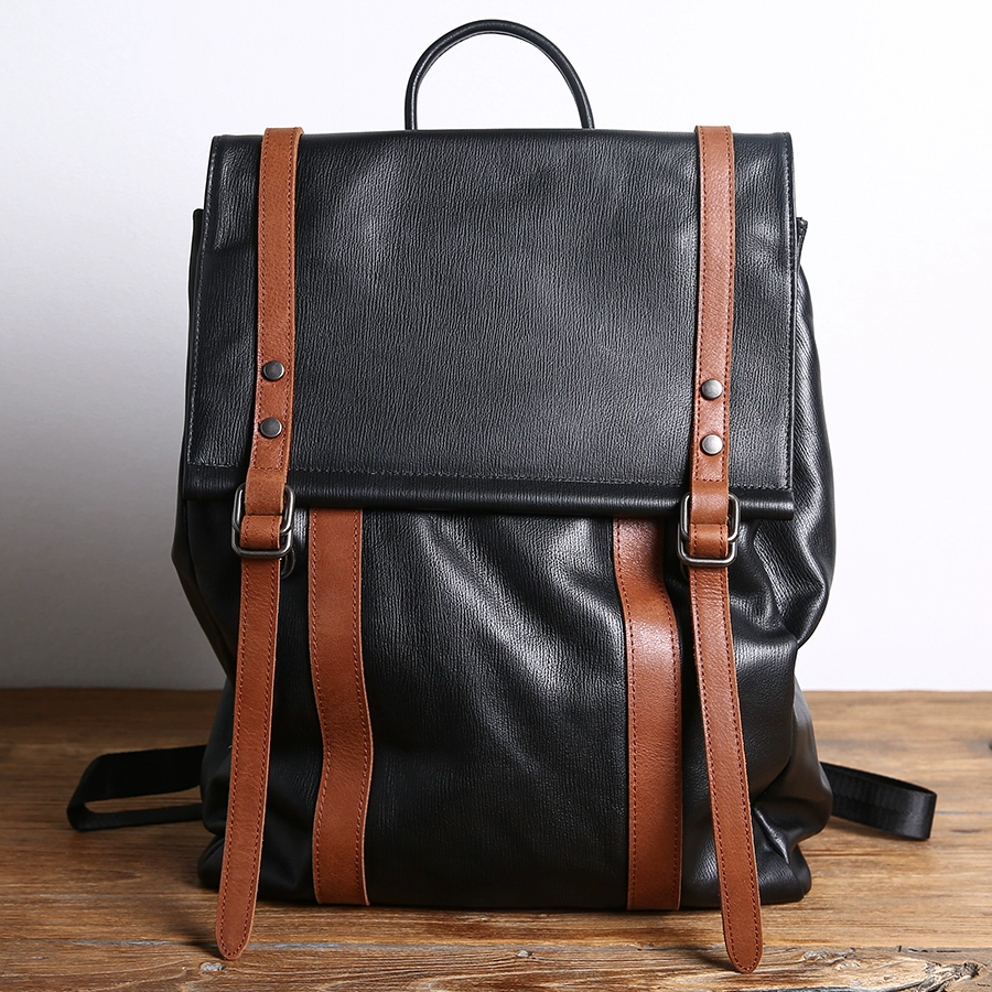 李記 | 原創手工真皮 | 英倫風格~復古皮質後背包B862號