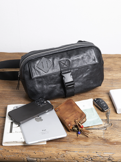 李記 | 原創手工真皮 | 休閒不刻意の斜唄包B881號